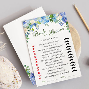 Blue Hydrangea Floral Bridal Shower Game Card