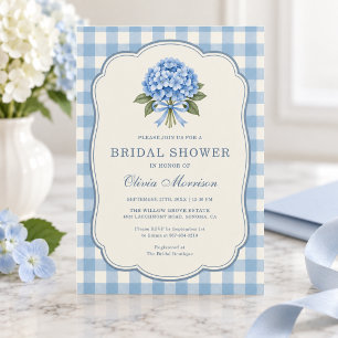 Blue Hydrangea Floral Bridal Shower Invitation