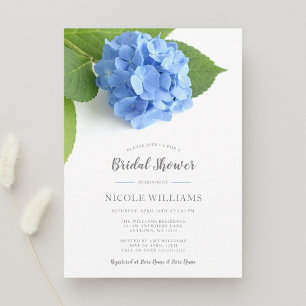 Blue Hydrangea Floral Bridal Shower Invitation