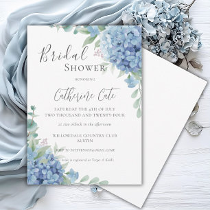 Blue Hydrangea Floral Bridal Shower Invitation