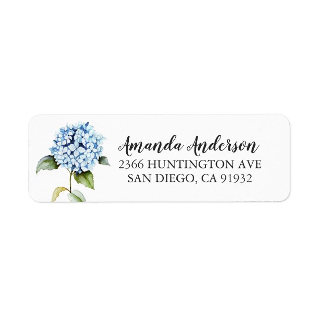 Blue Hydrangea Floral Bridal Shower Labels (Front)