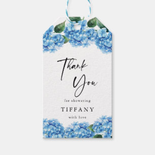 Blue Hydrangea Floral Bridal Shower Thank you Gift Tags