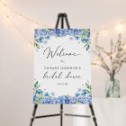 Blue Hydrangea Floral Bridal Shower Welcome Sign