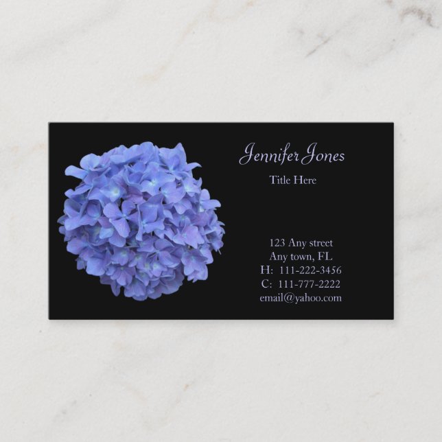 Blue Hydrangea Floral Business Card (Front)