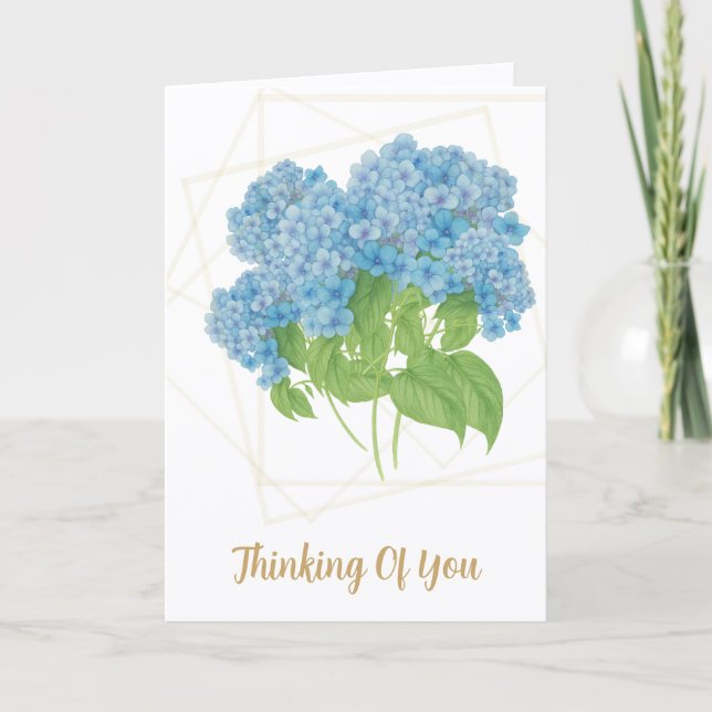 Blue Hydrangea Floral | Custom Thinking of You Car Card (Front)