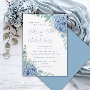 Blue Hydrangea Floral Elegant Wedding Invitation