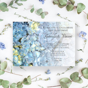 Blue Hydrangea Floral Engagement Party Invitation