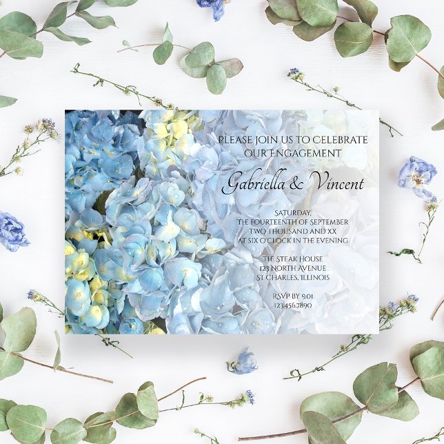 Blue Hydrangea Floral Engagement Party Invitation (Creator Uploaded)