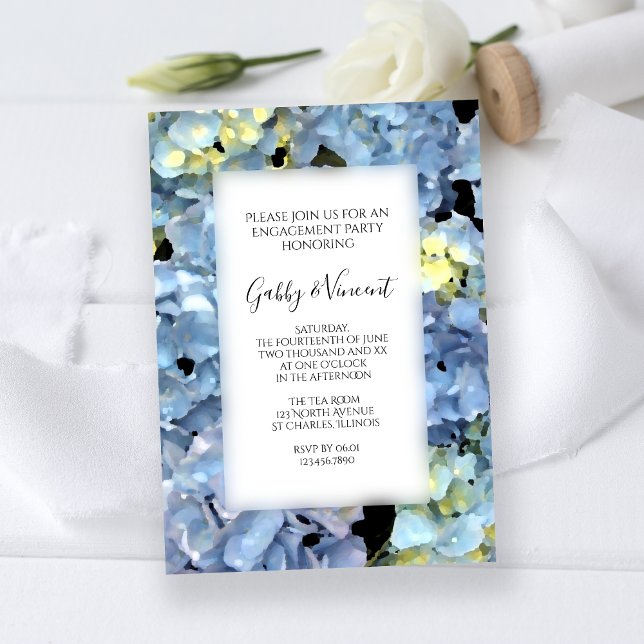 Blue Hydrangea Floral Engagement Party Invitation (Creator Uploaded)