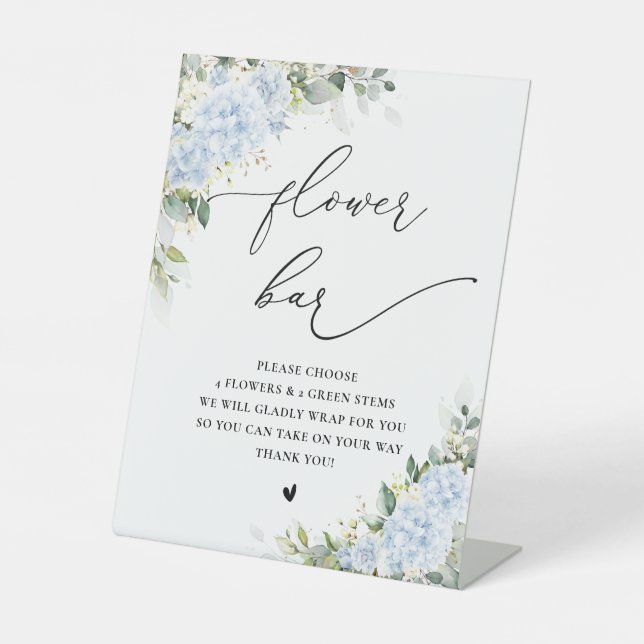 Blue Hydrangea Floral Flower Bar Sign (Front)