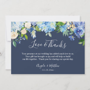 Blue Hydrangea Floral Hand Lettering Thank You Card