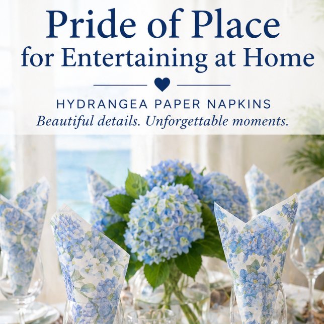 Blue Hydrangea Floral Luncheon Napkins (Effortless elegance for your table—hydrangea napkins styled to impress at every gathering)