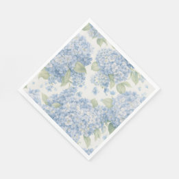 Blue Hydrangea Floral Luncheon Napkins