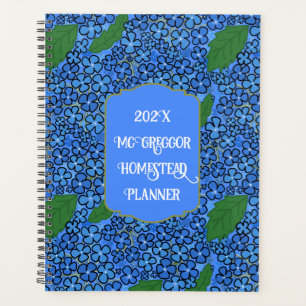 Blue Hydrangea Floral Pattern Custom Planner
