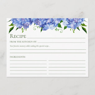 Blue Hydrangea Floral Recipe Enclosure Card