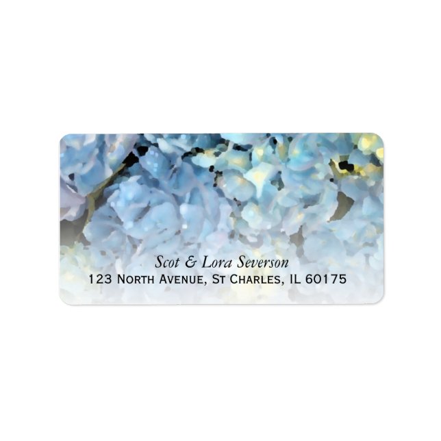 Blue Hydrangea Floral Return Address Label (Front)