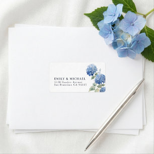 Blue Hydrangea Floral Return Address Label