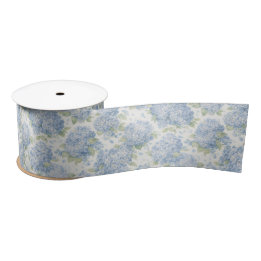 Blue Hydrangea Floral Ribbon Satin Ribbon