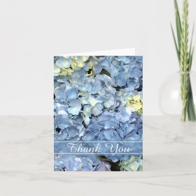 Blue Hydrangea Floral Thank You Card (Front)
