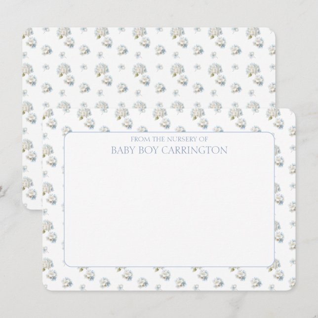 Blue Hydrangea Floral Vintage Personalized  Card (Front/Back)