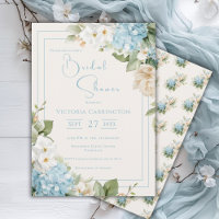 Blue Hydrangea Floral Watercolor Bridal Shower
