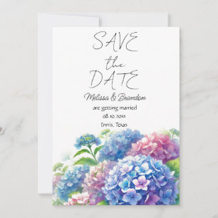 Blue Hydrangea Floral Watercolor Rustic Wedding  Invitation