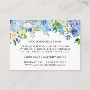 Blue Hydrangea Floral Wedding Accommodation Cards