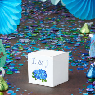 Blue Hydrangea Floral Wedding Favour Box