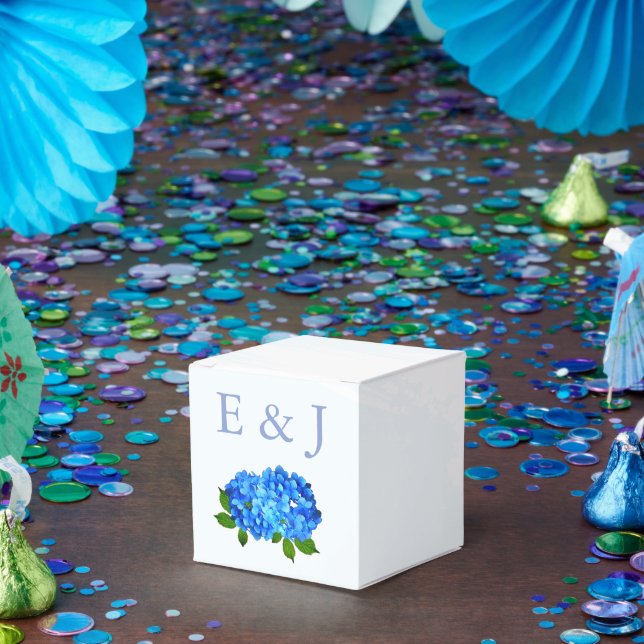 Blue Hydrangea Floral Wedding Favour Box (Party)