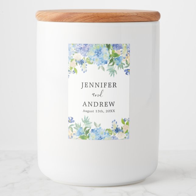 Blue Hydrangea Floral Wedding Favour Label (Front)