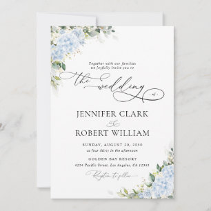 Blue Hydrangea Floral Wedding Invitation