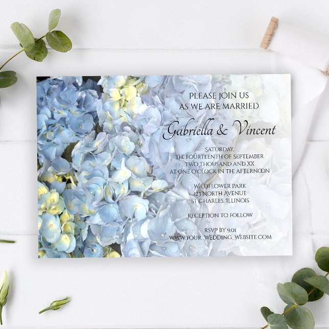Blue Hydrangea Floral Wedding Invitation (Creator Uploaded)