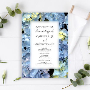 Blue Hydrangea Floral Wedding Invitation