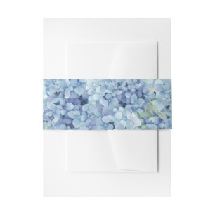 Blue Hydrangea Floral Wedding Invitation Belly Band