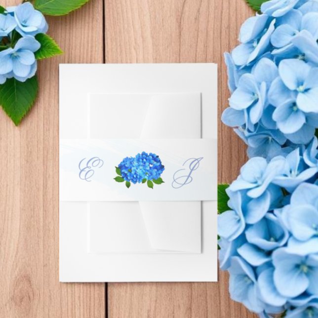 Blue Hydrangea Floral Wedding Invitation Belly Band (Creator Uploaded)