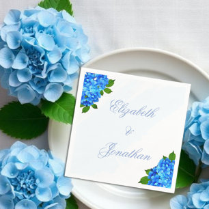 Blue Hydrangea Floral Wedding Napkin