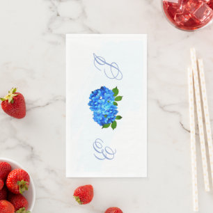 Blue Hydrangea Floral Wedding Napkin