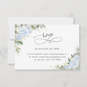 Blue Hydrangea Floral Wedding Online RSVP Card