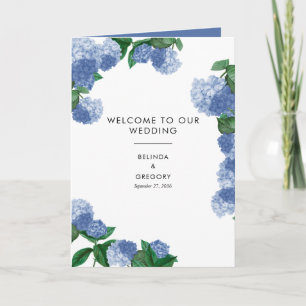 Blue Hydrangea Floral Wedding Order of Service Programme