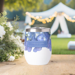 Blue Hydrangea Floral Wedding Personalised Names