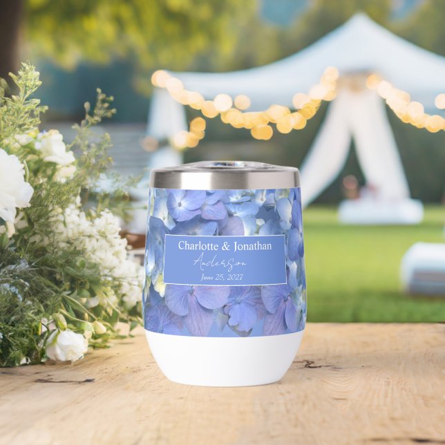 Blue Hydrangea Floral Wedding Personalised Names (Wedding (Rotated))