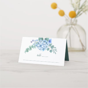 Blue Hydrangea Floral Wedding Place Card