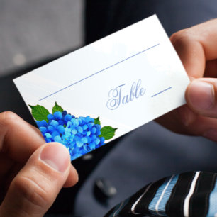 Blue Hydrangea Floral Wedding Place Card