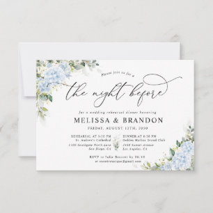 Blue Hydrangea Floral Wedding Rehearsal Dinner RSVP Card