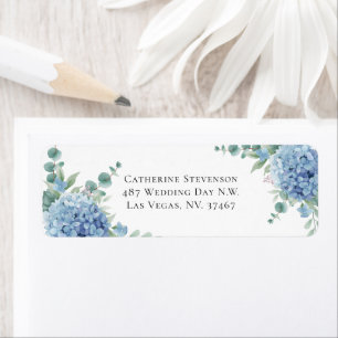 Blue Hydrangea Floral Wedding Return Address 