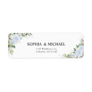 Blue Hydrangea Floral Wedding Return Address Label