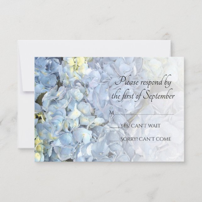 Blue Hydrangea Floral Wedding RSVP Response (Front)