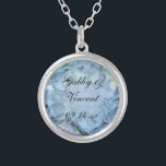 Blue Hydrangea Floral Wedding Silver Plated Necklace<br><div class="desc">Wear Something Blue on your wedding day! Personalise the pretty Blue Hydrangea Wedding Pendant Necklace to create a lasting keepsake for your bride to be or her bridesmaids. This elegant custom flowery marriage jewellery features a digitally painted floral photograph of a blue hydrangea flower blossom inside a sterling silver plated...</div>