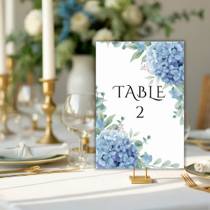 Blue Hydrangea Floral Wedding  Table Number