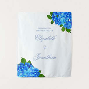 Blue Hydrangea Floral Wedding Tapestry